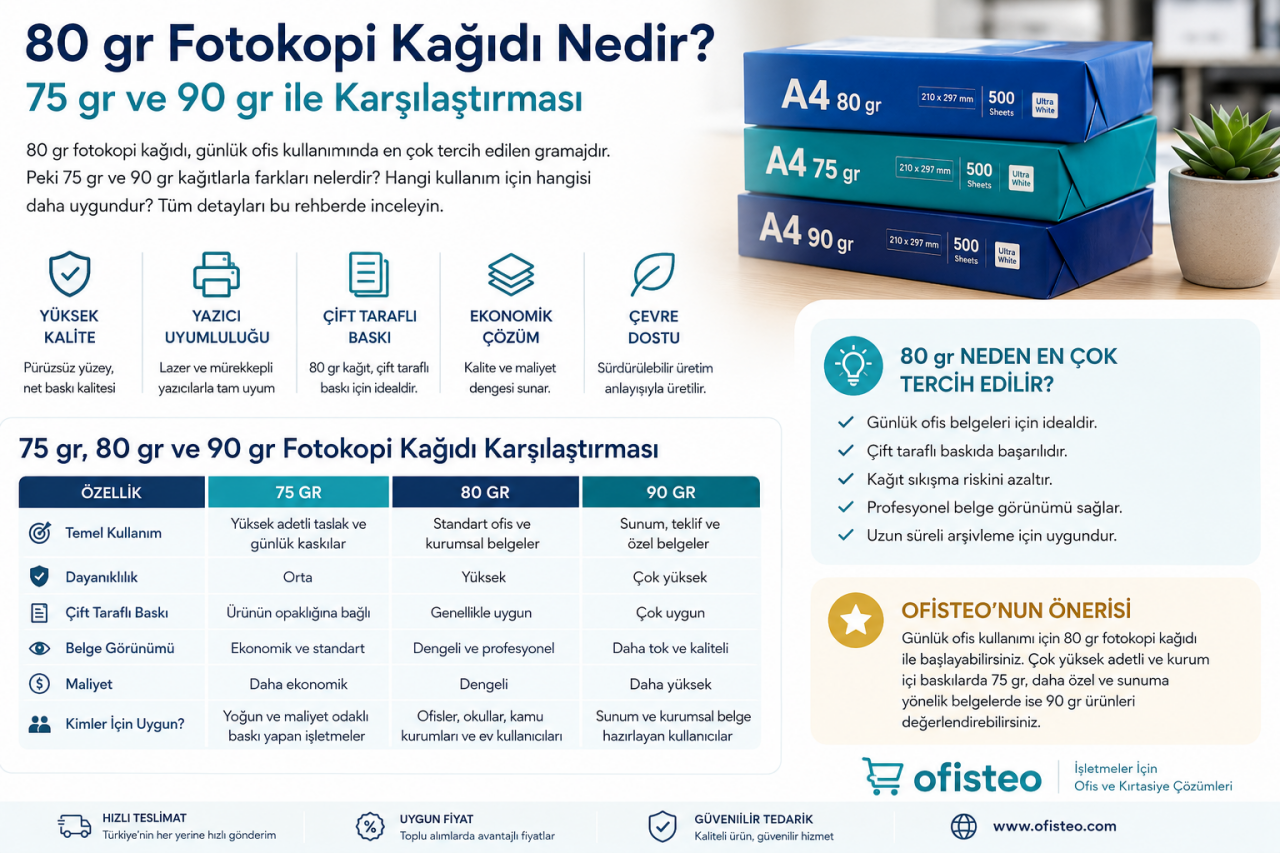 80 gr Fotokopi Kağıdı Nedir? 75 gr ve 90 gr ile Karşılaştırması