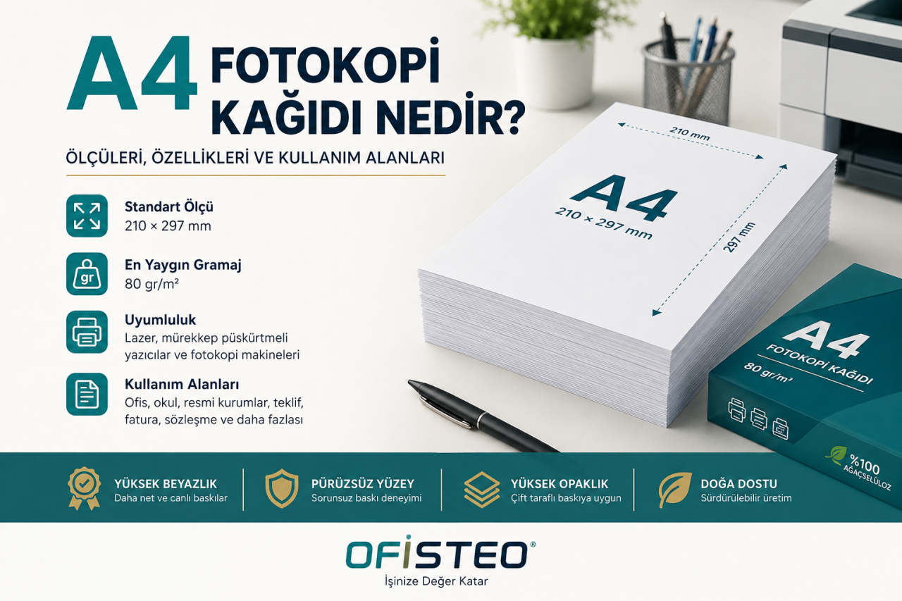A4 Fotokopi Kağıdı Nedir? Ölçüleri, Özellikleri ve Kullanım Alanları (2026)