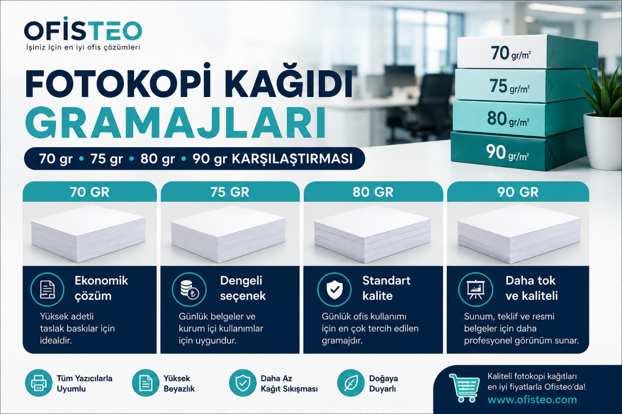 Fotokopi Kağıdı Gramajları | 70 gr, 75 gr, 80 gr ve 90 gr Karşılaştırması