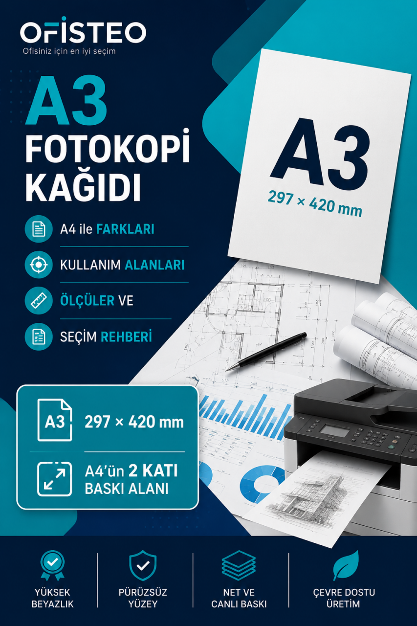 A3 Fotokopi Kağıdı Nedir? A4 ile Farkları ve Kullanım Alanları