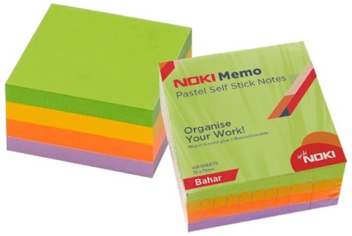 Noki Yapışkanlı Küp Not 75x75 400 Yaprak Pastel Bahar 12013-11