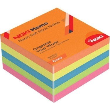 Noki Yapışkanlı Küp Not 75X75 450 Yp Neon Envai 12014-33