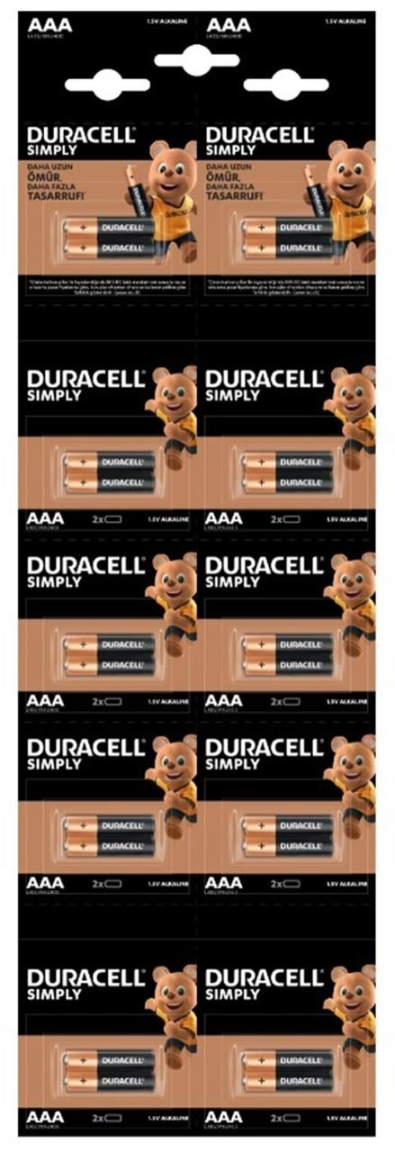 Duracell Pil 20li AAA İnce Kalem Kartela (2x10)