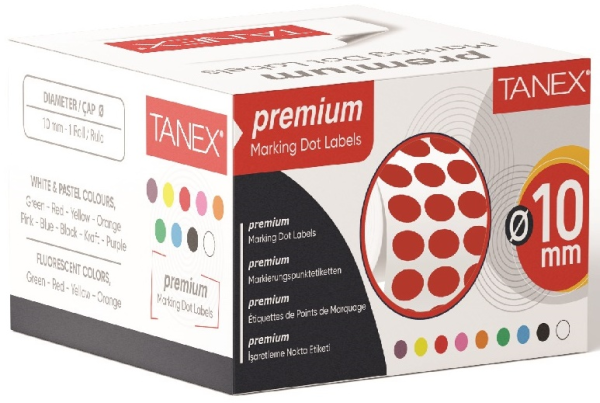 Tanex Nokta Etiketi 10mm 5000li Kırmızı