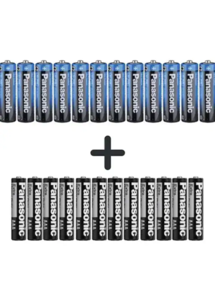 Panasonic R6BE/4PS Manganez AA Kalem Pil 12'li + R03UE/2S AAA İnce Kalem Pil 12'li