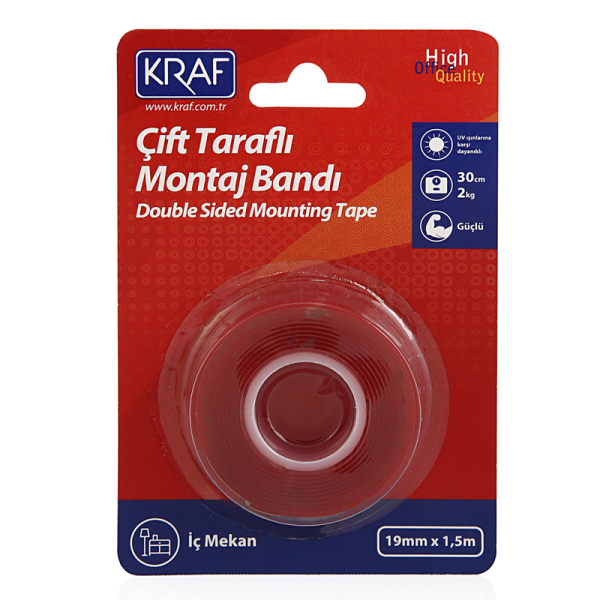 Kraf Çift Taraflı Montaj Bandı İç Mekan 19mmx1,5m  2530G