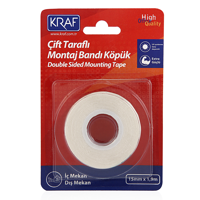 Kraf Montaj Bandı 2510G Çift Taraflı Köpük 15mmx1,9m