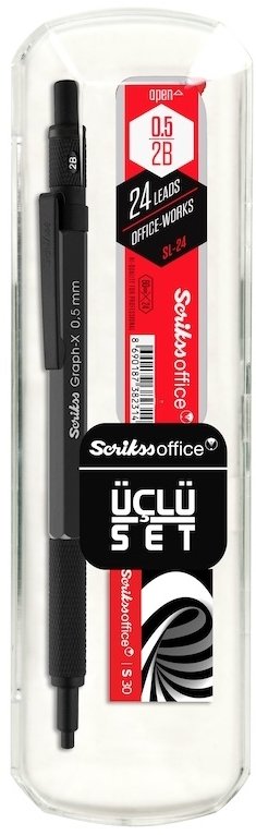 Scrikss Versatil Uçlu Kalem Graph-X 0,5 Antrasit 3lü Set