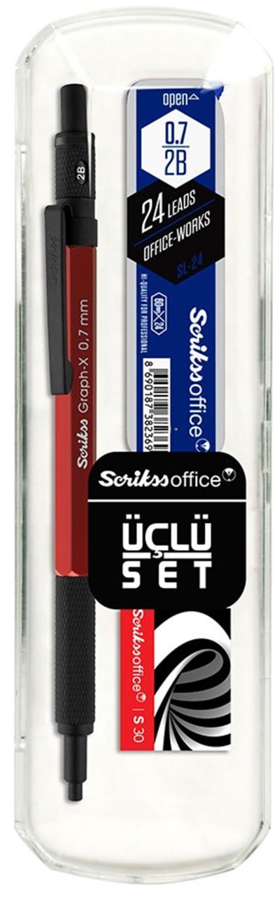 Scrikss Versatil Uçlu Kalem Graph-X 0,7 Kırmızı 3lü Set