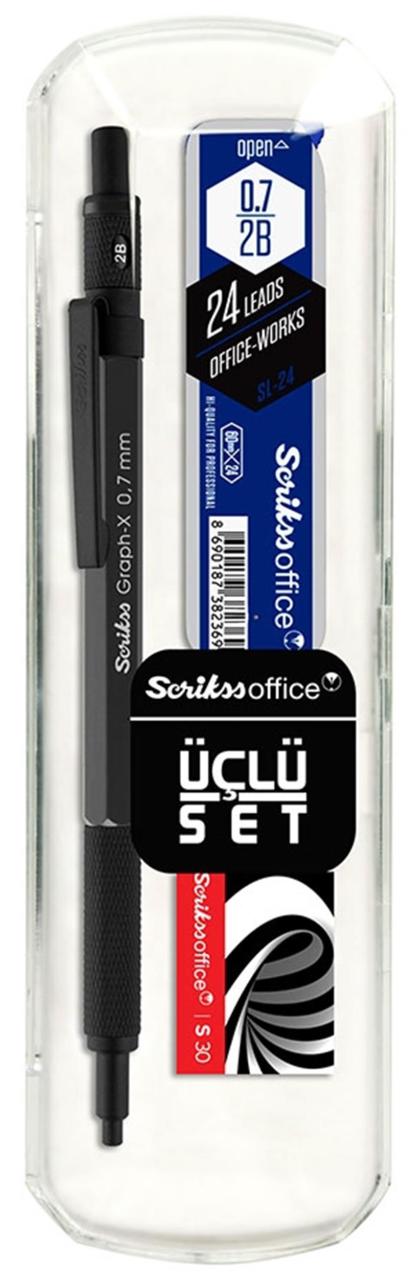 Scrikss Versatil Uçlu Kalem Graph-X 0,7 Antrasit 3lü Set