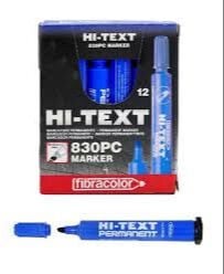 Hi-Text Permanent Marker Kalem Kesik Uç Mavi 830PC 12 li