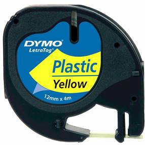 Dymo Şerit Letratag Plastik 12mmx4m Sarı 721620 59423