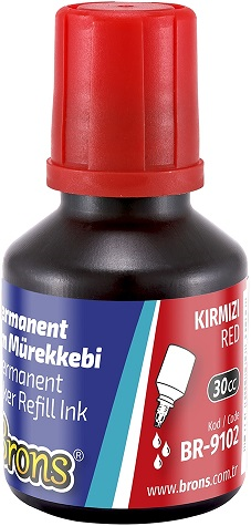 Brons Permanent Marker Mürekkebi Kırmızı 30 Cc Br-9102