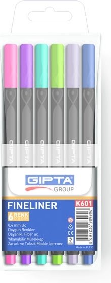 Gıpta Fınelıner Kalem 0,4 Mm 6 Renk Pvc K601