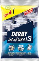 Derby Samurai 3 Bıçaklı 14 Adet Poşetli Saplı Traş Bıçağı