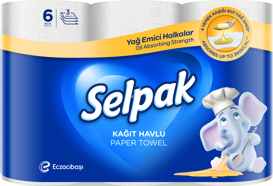 Selpak Havlu Kağıt 6 Rulo Bambu Katkılı