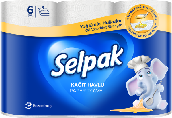 Selpak Havlu Kağıt 6 Rulo Bambu Katkılı