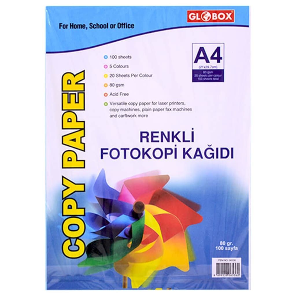 Globox Renkli Fotokopi Kağıdı 10 Renk 100 lü