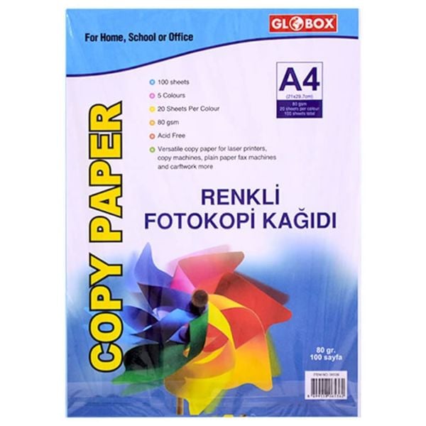 Globox Renkli Fotokopi Kağıdı 10 Renk 100 lü