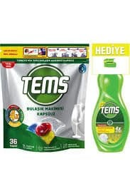 Tems 4 Etki Bulaşık Makinesi Kapsül Deterjanı 36 Tablet + Sıvı Bulaşık Deterjanı 500 ML