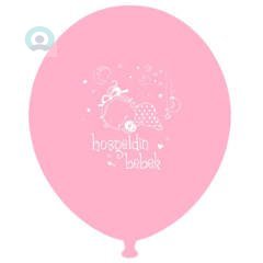 Hoş Geldin Bebeğim Baskılı Pembe Balon 100 Adetli