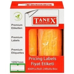Tanex Motex Etiket 12X21 Florasan Turuncu 800 Lü