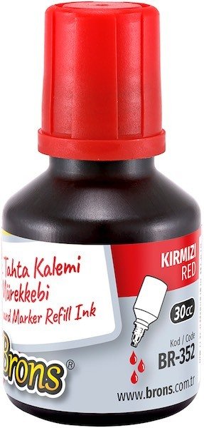 Brons Beyaz Tahta Kalem Mürekkebi 30Cc Kırmızı Br-352