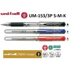 Uni İmza Kalemi Sıgno Um-153 1.0 Siyah-Mavi-Kırmızı 3 Lü