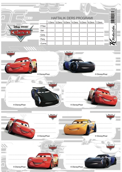 Keskin Etiket Ders Programlı 3 Lü Cars 220130-33