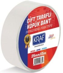 Kraf Çift Taraflı Köpük Bant 25mmX5m 5025G
