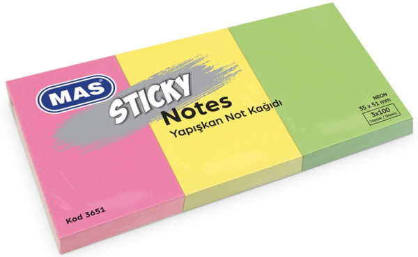 Mas Yapışkanlı Not Kağıdı 35x51 Neon 3lü 3651