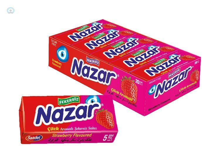 Nazar Çilek Aromalı Sakız 5X20 100\'Lü