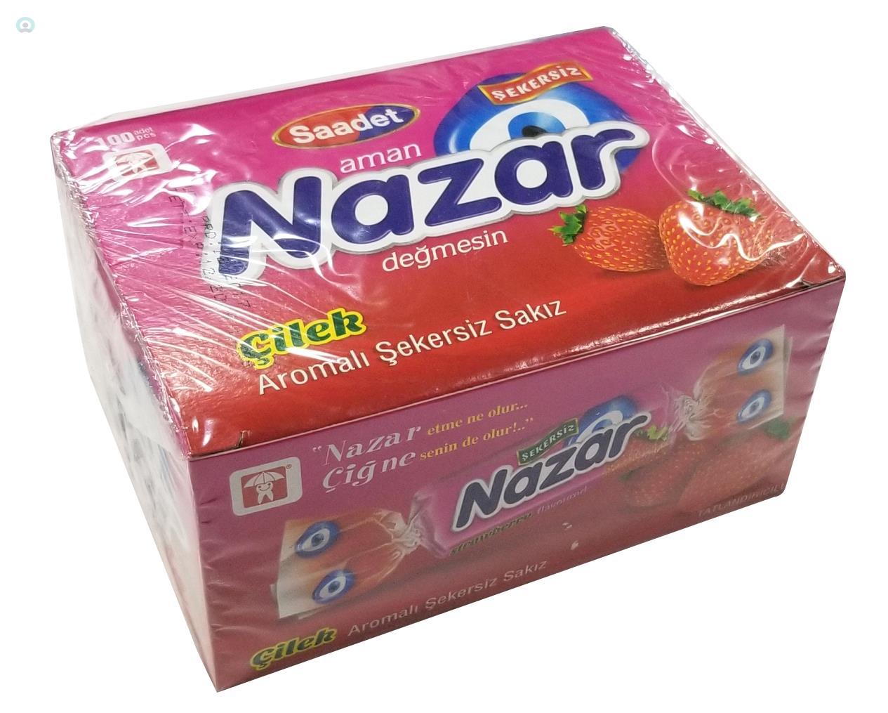 Nazar Çilek Aromalı Sakız Tek Paket 100\'Lü