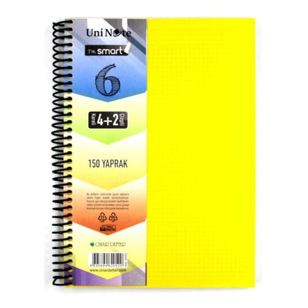 Çınar A4 150 Yaprak Spiralli Ayraçlı Defter 4 Kar.+ 2 Çiz.