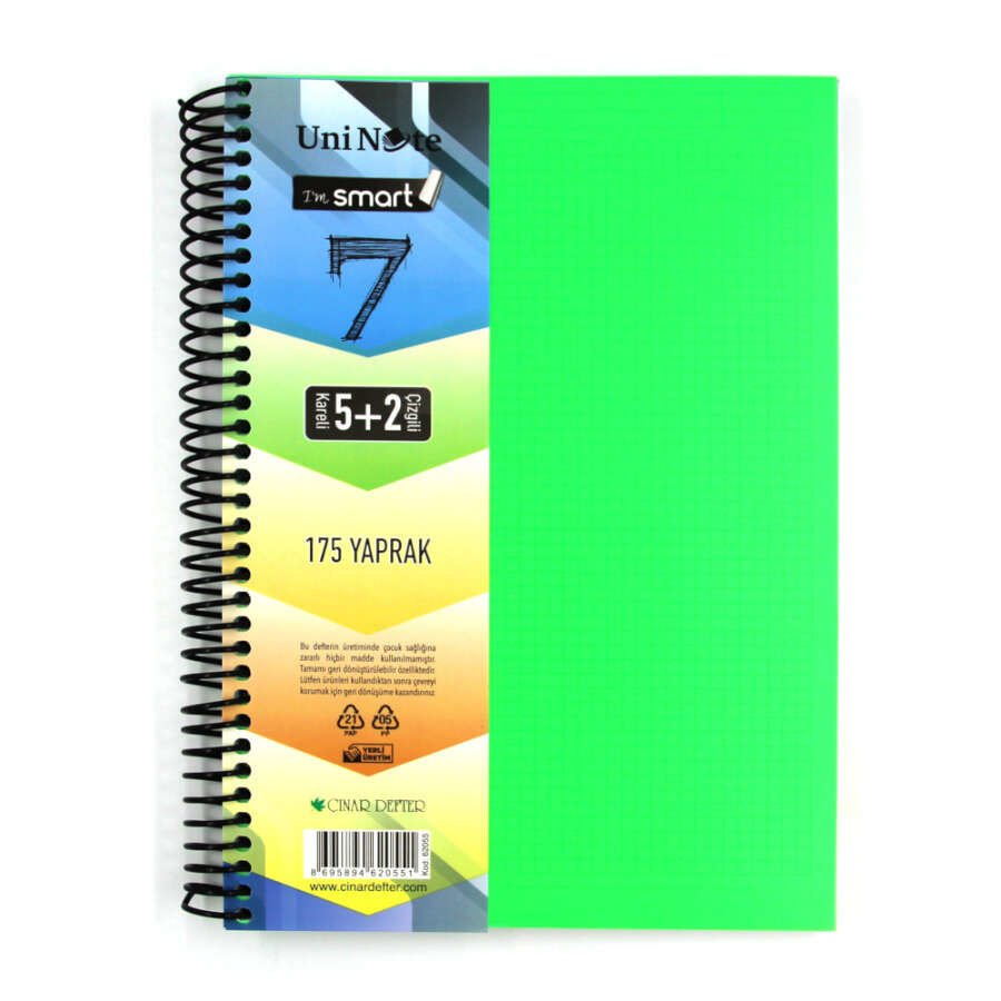 Çınar A4 175 Yaprak Spiralli Ayraçlı Defter 5 Kar.+ 2 Çiz.