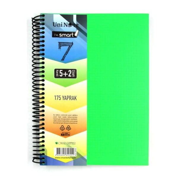 Çınar A4 175 Yaprak Spiralli Ayraçlı Defter 5 Kar.+ 2 Çiz.