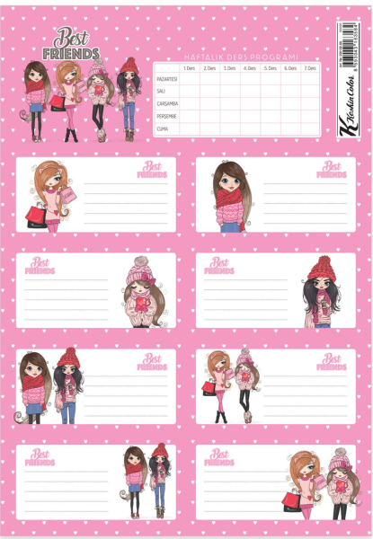 Keskin Ders Programlı 3lü Etiket Best Friends 220132-99