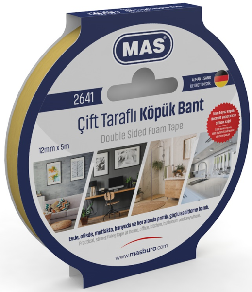 Mas Çift Taraflı Köpük Bant 12mm X 5m 2641