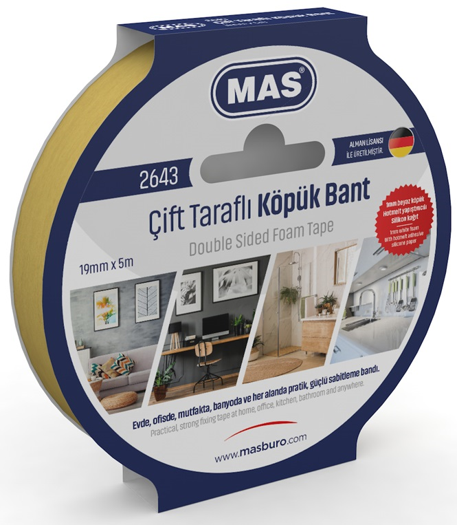 Mas Çift Taraflı Köpük Bant 19mm X 5m 2643