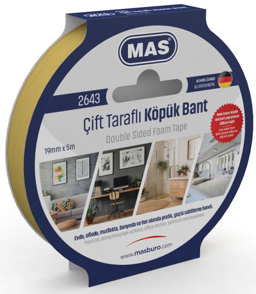 Mas Çift Taraflı Köpük Bant 19mm X 5m 2643