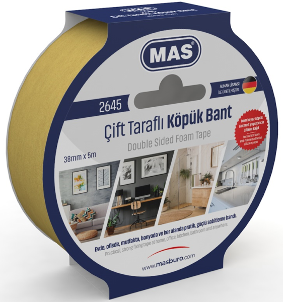 Mas Çift Taraflı Köpük Bant 38mm X 5m 2645