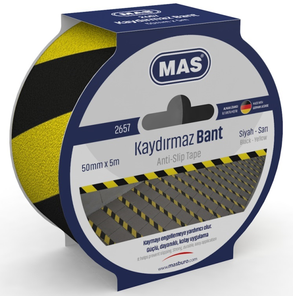Mas Kaydırmaz Bant 50mmx5m Sarı & Siyah 2657
