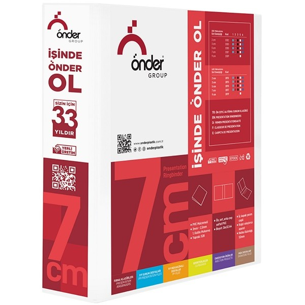 Önder Firma Klasörü A3 7cm 4 Halka Dikey Beyaz 2024-5