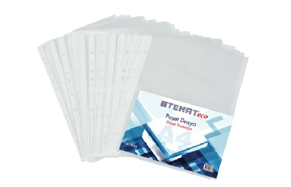 Temat Eco A4 Delikli U Poşet Dosya 100lü Şeffaf