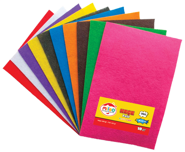 Mileo Keçe 180gr 20x30 10lu Paket Karışık Renkler 1765