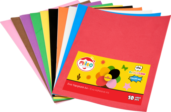 Mileo Eva Yapışkanlı 20x30 10lu Paket Karışık Renkler 1746