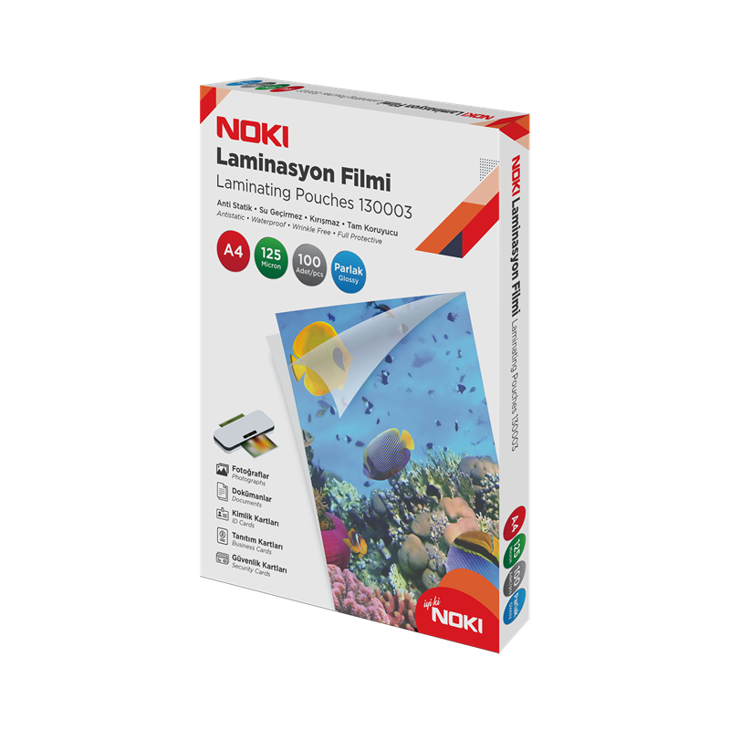 Noki Laminasyon Filmi A4 125 Micron Parlak 100lü 130003