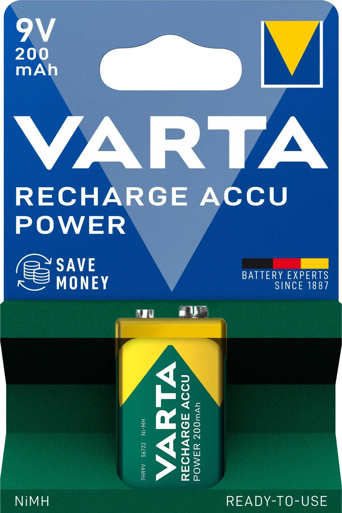 Varta 200 mAh Şarjlı 9 Volt Pil Tekli