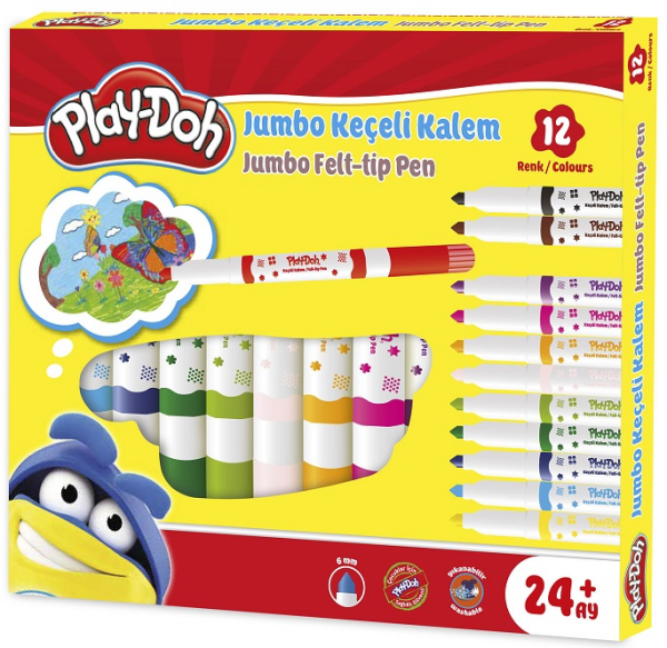 Play-Doh Jumbo Keçeli Kalem 6 mm 12 Renk PLAY-KE020