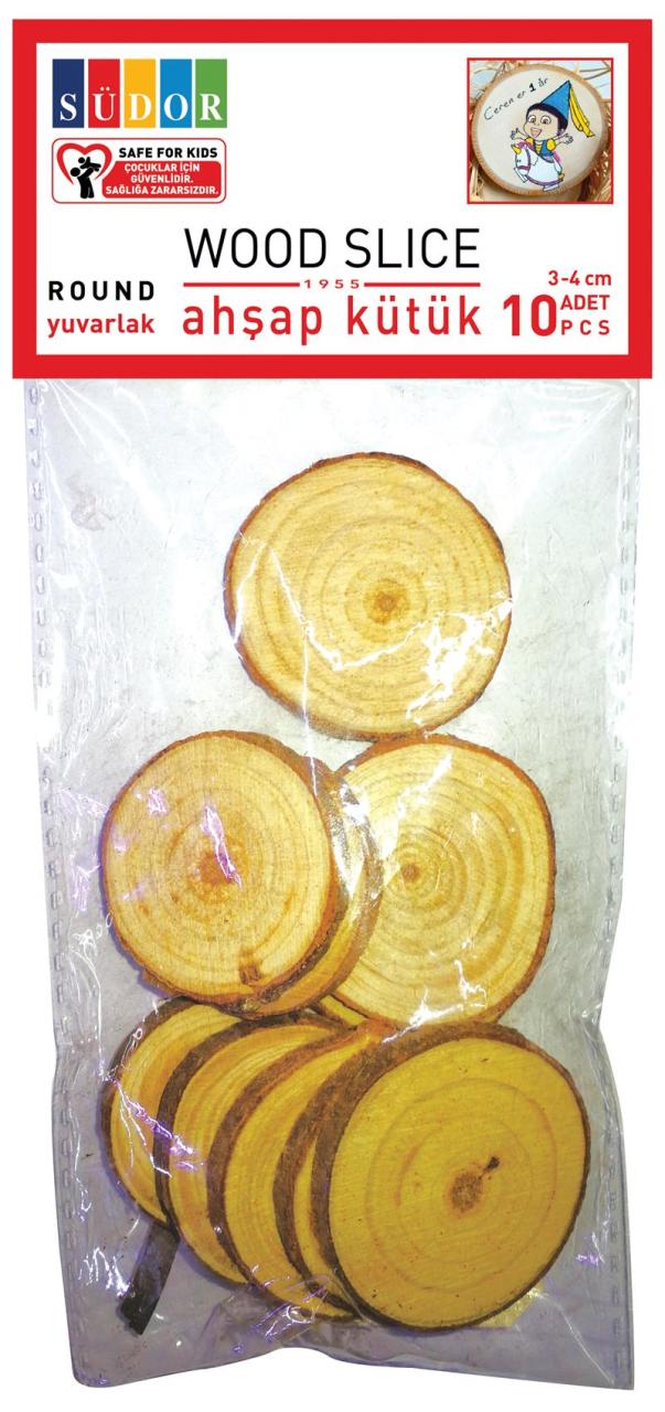 Südor Kütük Ahşap 3-4 Cm Yuvarlak 10 Lu Bs132